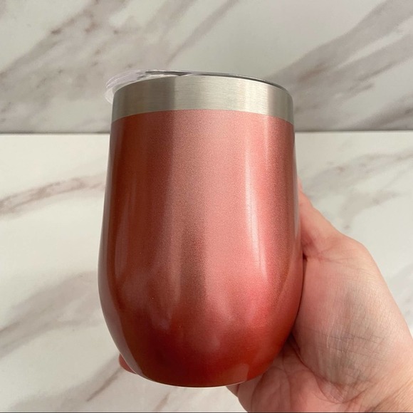 Metallic 12 oz Wine Tumbler with Lid - Picture 4 of 8